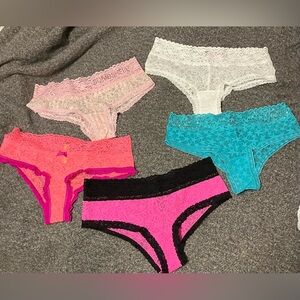 LOT OF 5 Victorias Secret The Lacie Cheeky Panties Y2K Size L NWOT